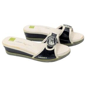 Adidas Vintage Y2K Slip On Kelly Slide Sporty Platform Wedge Heel Sandals 7.5